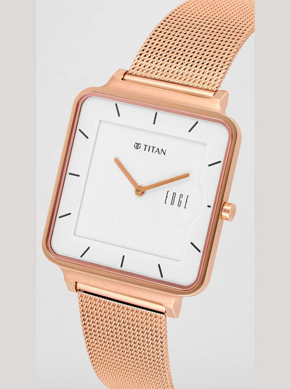 Titan Edge Round White Dial Analog Watch - NT10017WM01