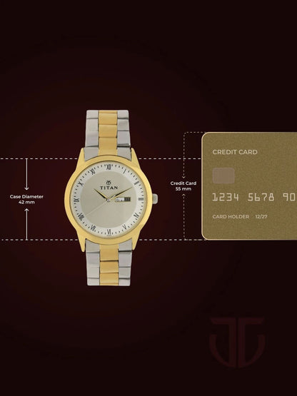 Titan Quartz Analog With Champagne Dial Watch - NT1584BM02