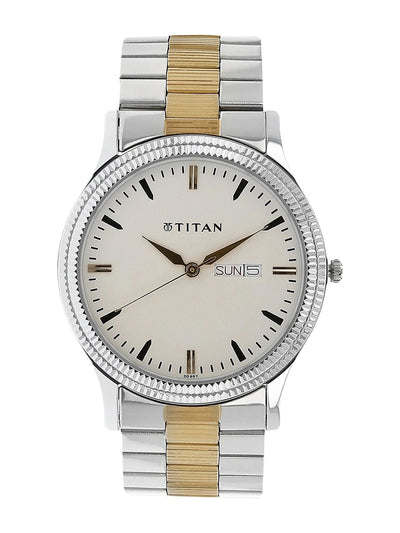 Titan Quartz Analog With White Dial Watch - NT1650BM01