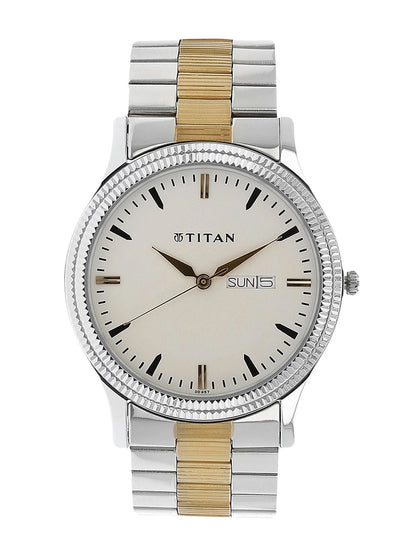 Titan Quartz Analog With White Dial Watch - NT1650BM01