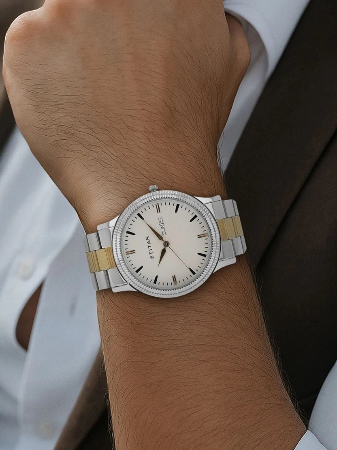 Titan Quartz Analog With White Dial Watch - NT1650BM01