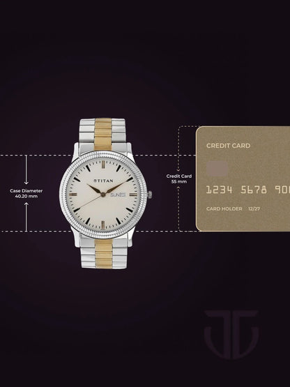 Titan Quartz Analog With White Dial Watch - NT1650BM01