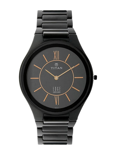 Titan Edge Ceramic Quartz Analog With Black Dial Watch - NT1696NC01