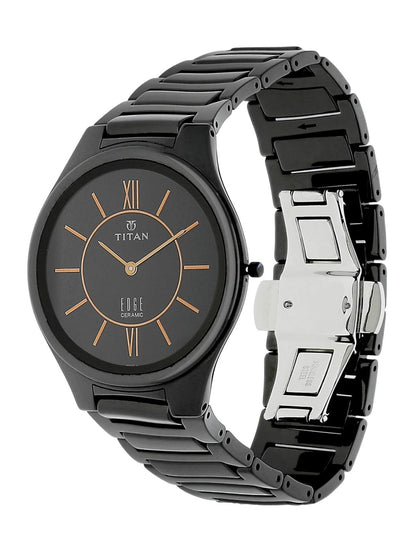 Titan Edge Ceramic Quartz Analog With Black Dial Watch - NT1696NC01