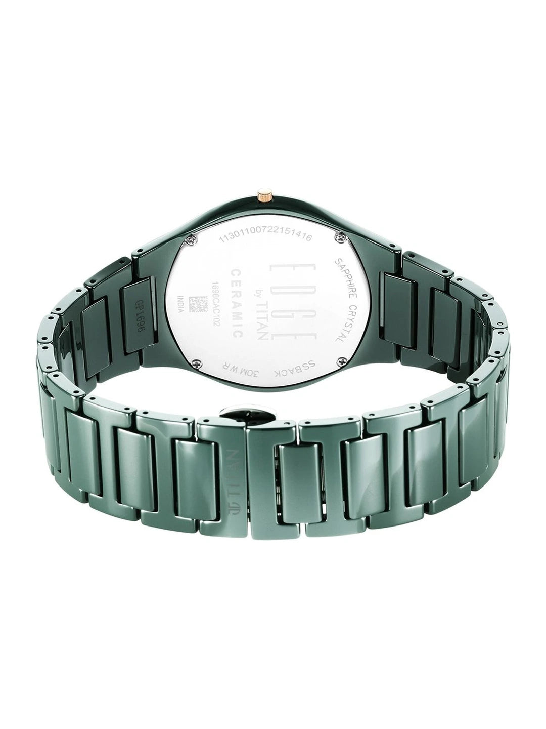 Titan Edge Ceramic Quartz Analog With Green Dial Watch - NT1696QC06