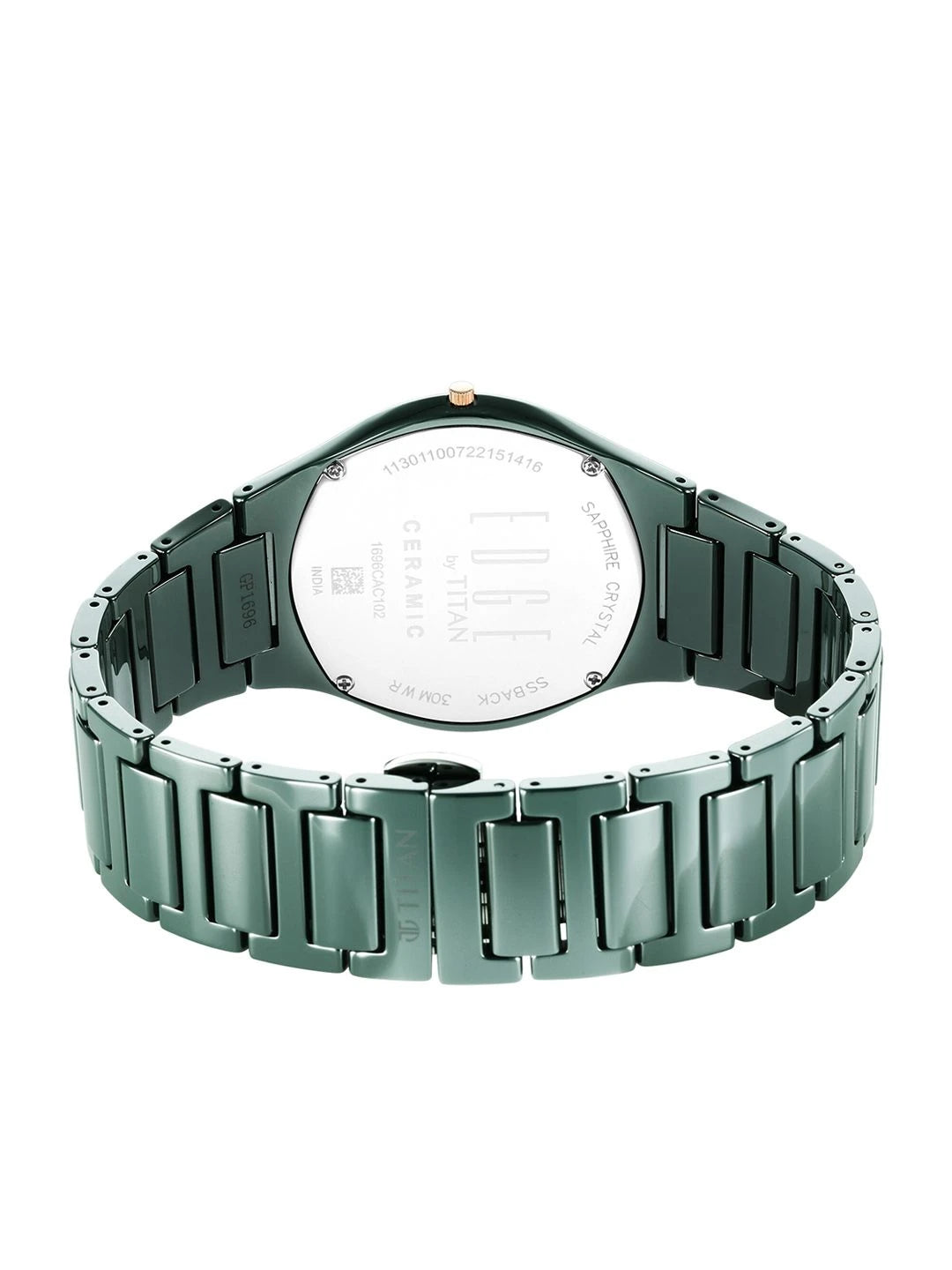 Titan Edge Ceramic Quartz Analog With Green Dial Watch - NT1696QC06