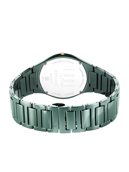 Titan Edge Ceramic Quartz Analog With Green Dial Watch - NT1696QC06