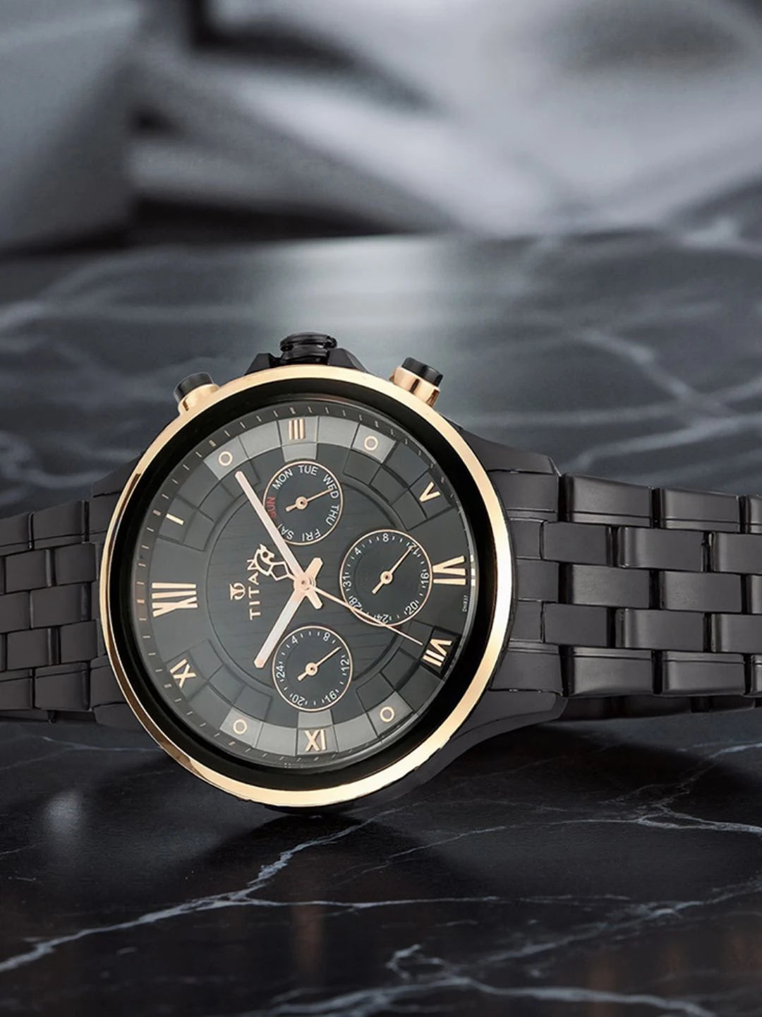 Titan Grandmaster Multifunction Analog With Anthracite Dial Watch - NT1787KM02