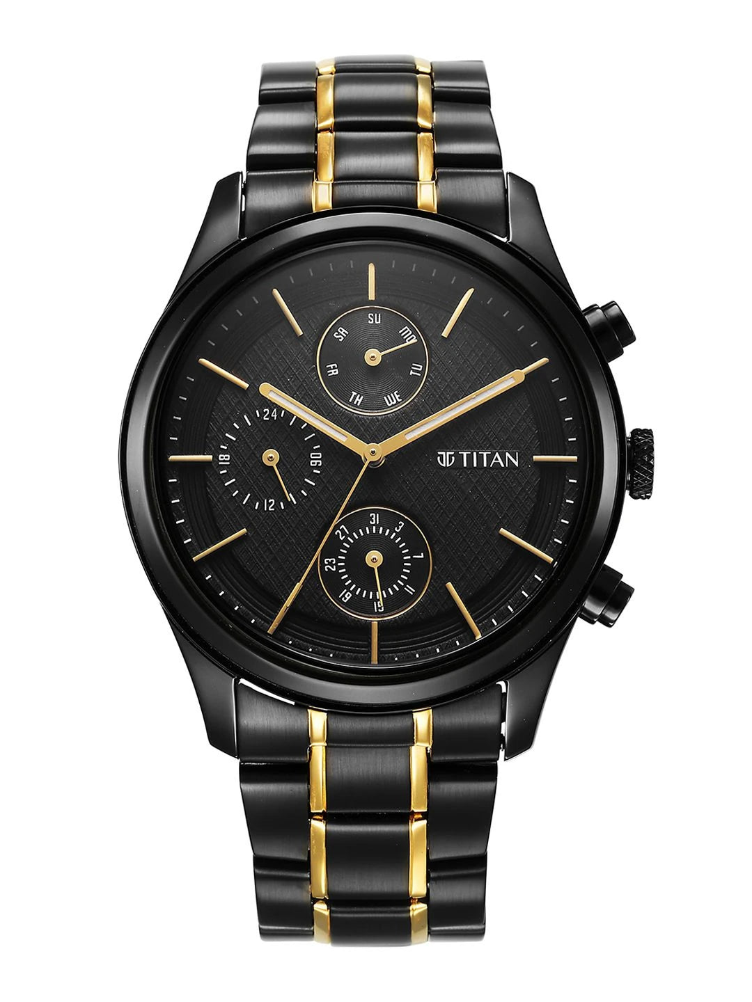 Titan Multifunction Analog With Black Dial Watch - NT1805KM06