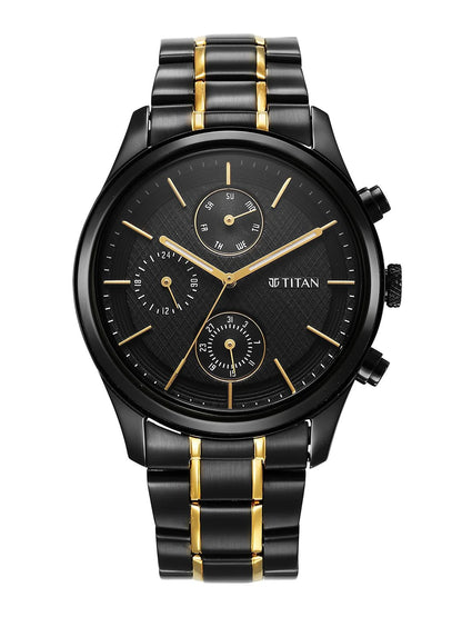Titan Multifunction Analog With Black Dial Watch - NT1805KM06