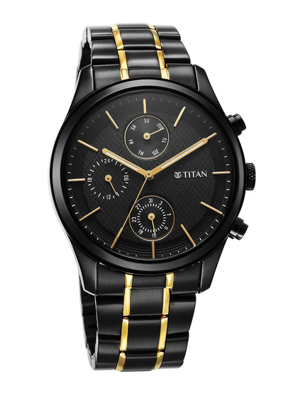 Titan Multifunction Analog With Black Dial Watch - NT1805KM06