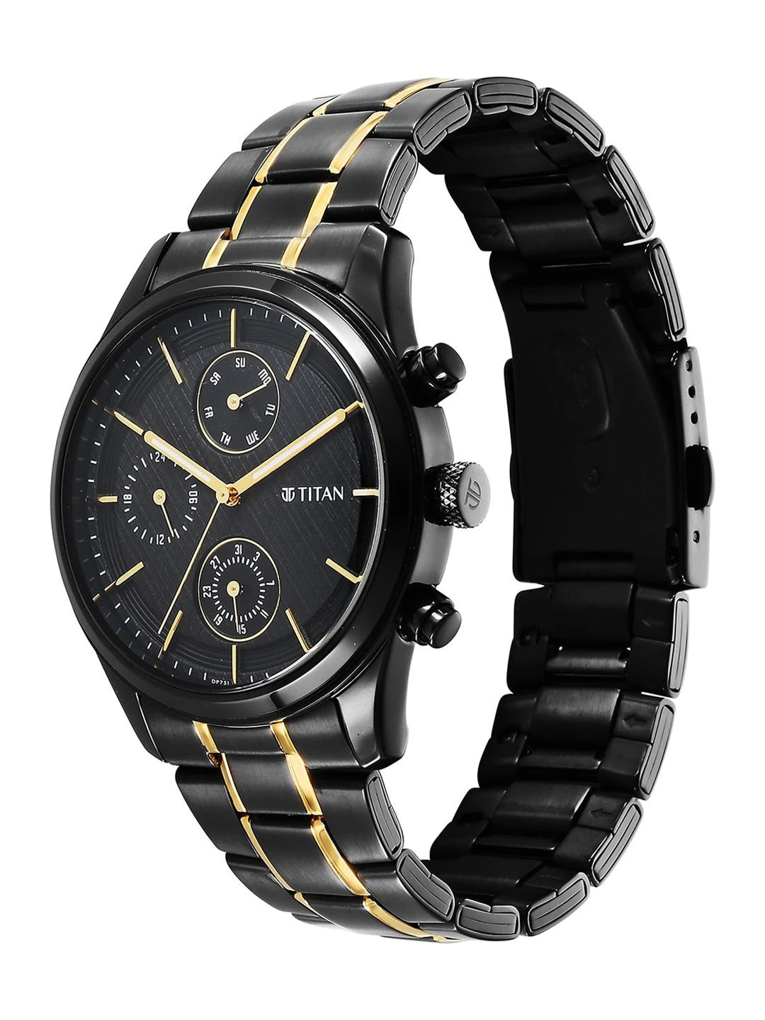 Titan Multifunction Analog With Black Dial Watch - NT1805KM06