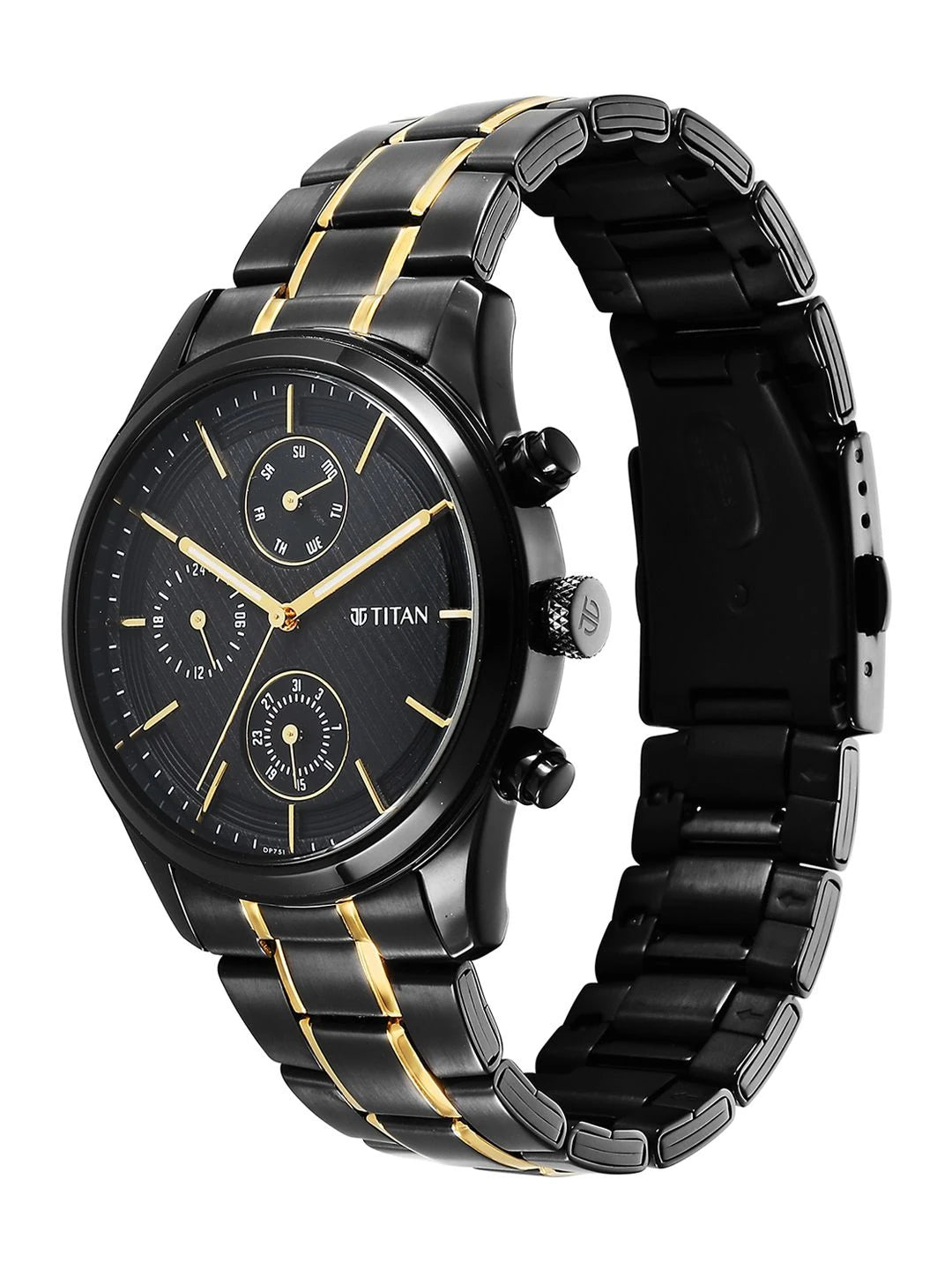 Titan Multifunction Analog With Black Dial Watch - NT1805KM06