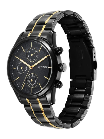 Titan Multifunction Analog With Black Dial Watch - NT1805KM06