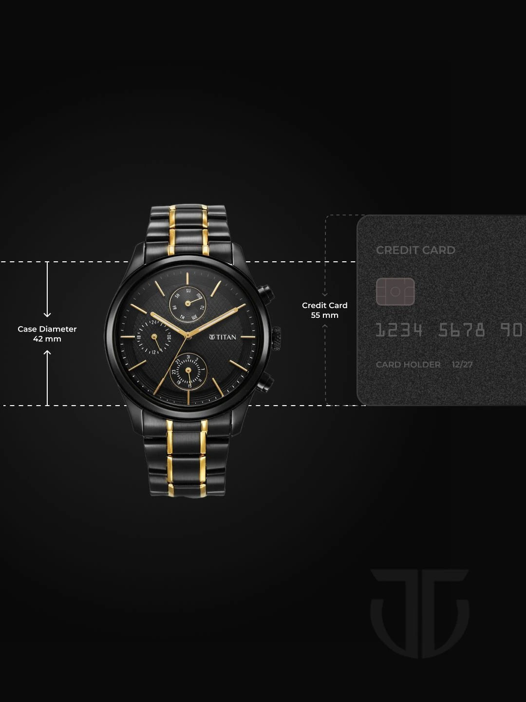 Titan Multifunction Analog With Black Dial Watch - NT1805KM06