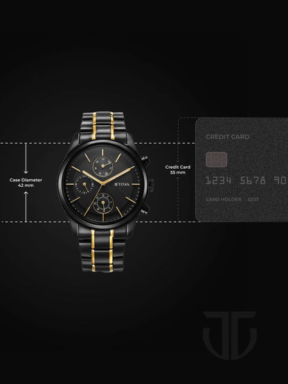 Titan Multifunction Analog With Black Dial Watch - NT1805KM06