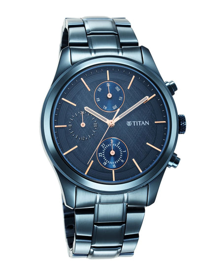 Titan Neo Splash Multifunction Analog With Blue Dial Watch - NT1805QM01
