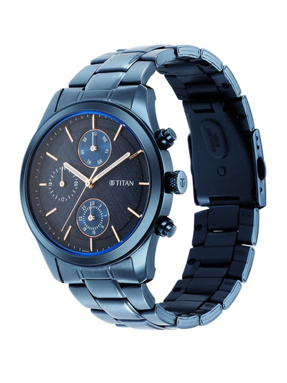 Titan Neo Splash Multifunction Analog With Blue Dial Watch - NT1805QM01