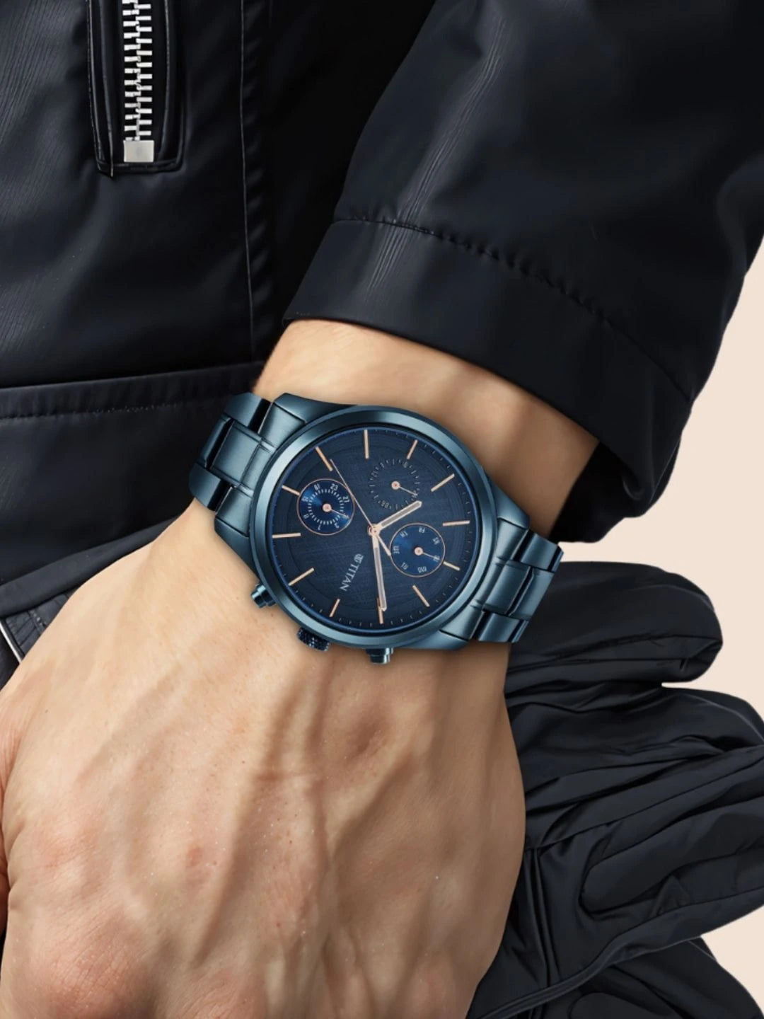 Titan Neo Splash Multifunction Analog With Blue Dial Watch - NT1805QM01