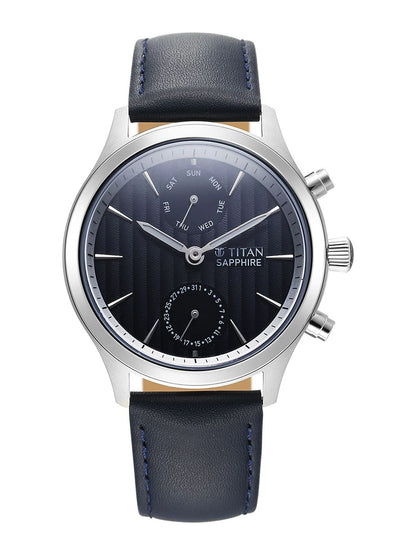 Titan Sapphire Multifunction Analog With Blue Dial Watch - NT1874SL02