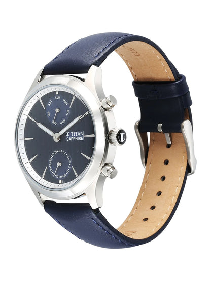 Titan Sapphire Multifunction Analog With Blue Dial Watch - NT1874SL02