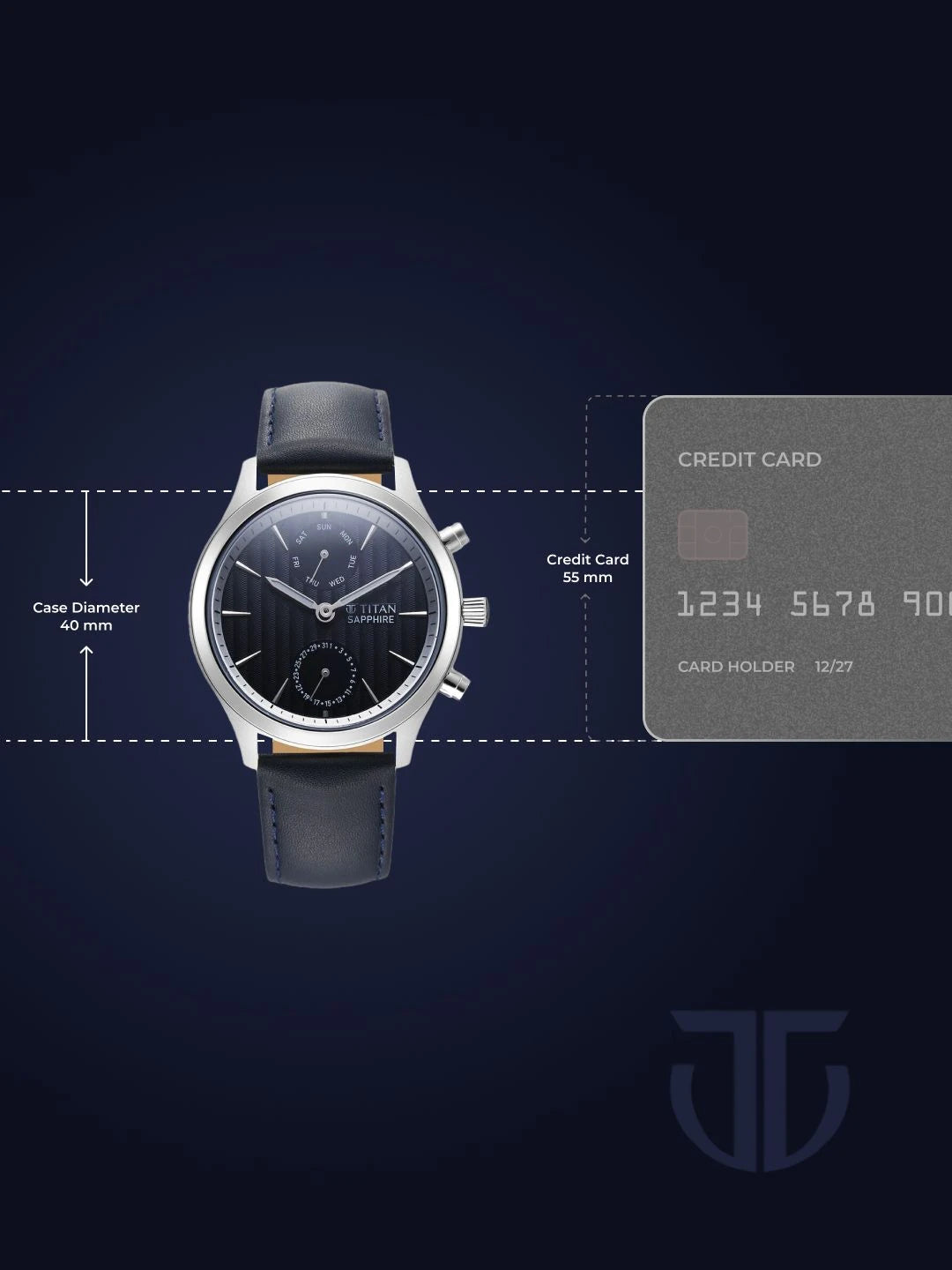 Titan Sapphire Multifunction Analog With Blue Dial Watch - NT1874SL02