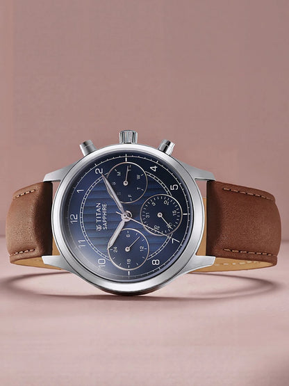 Titan Sapphire Multifunction Analog With Blue Dial Watch - NT1874SL06