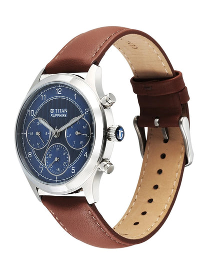 Titan Sapphire Multifunction Analog With Blue Dial Watch - NT1874SL06