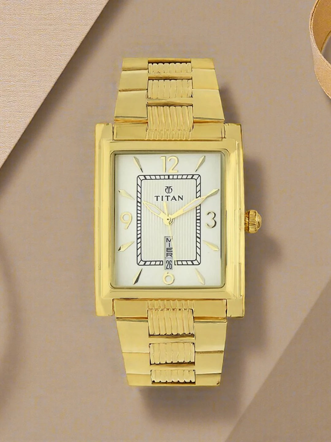 Titan Quartz Analog With Champagne Dial Watch - NT90024YM07