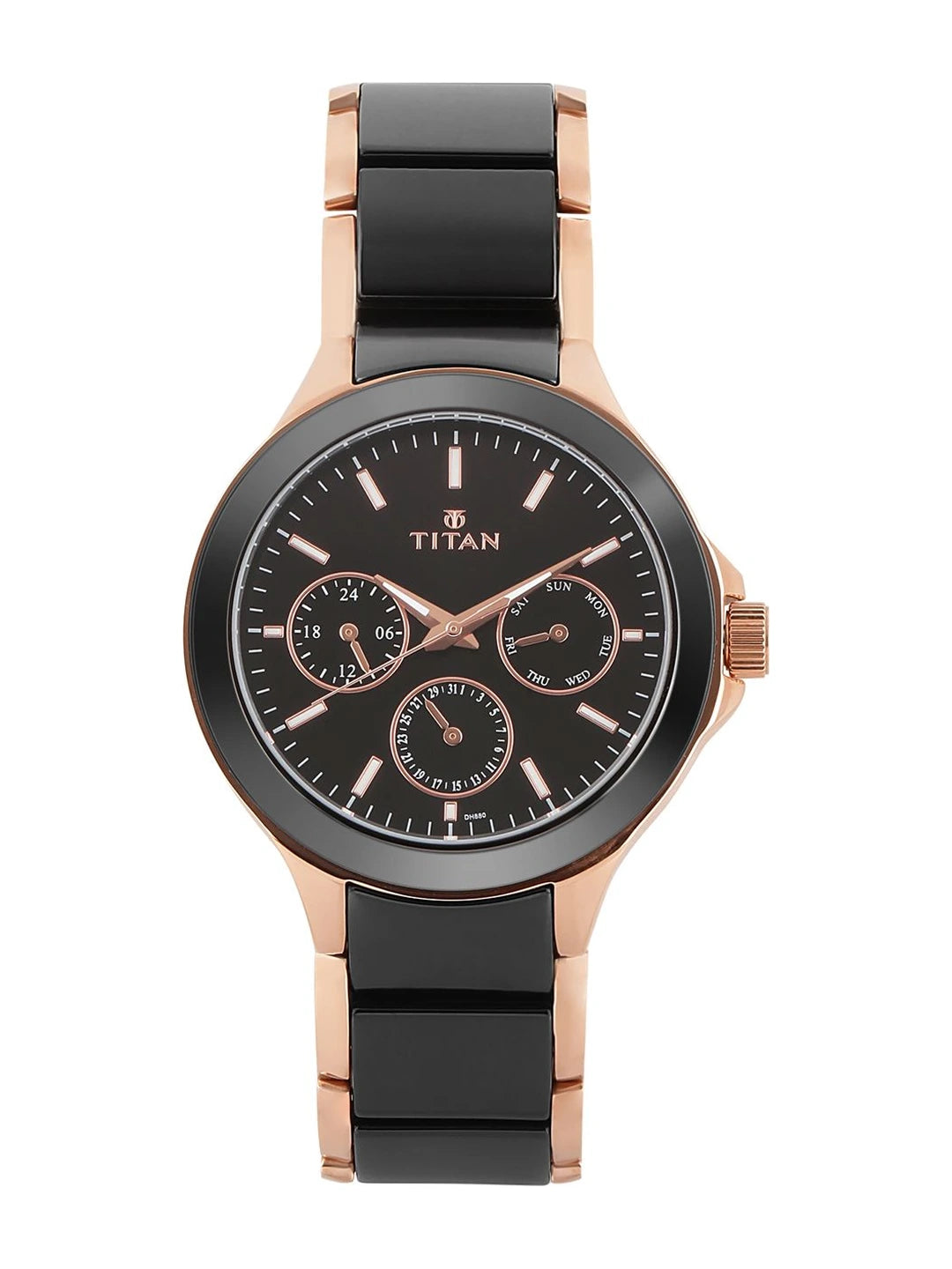 Titan Ceramics Multifunction Analog With Black Dial Watch - NT90089KD02