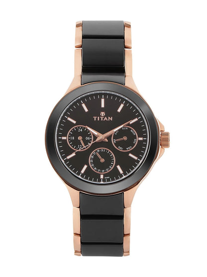 Titan Ceramics Multifunction Analog With Black Dial Watch - NT90089KD02