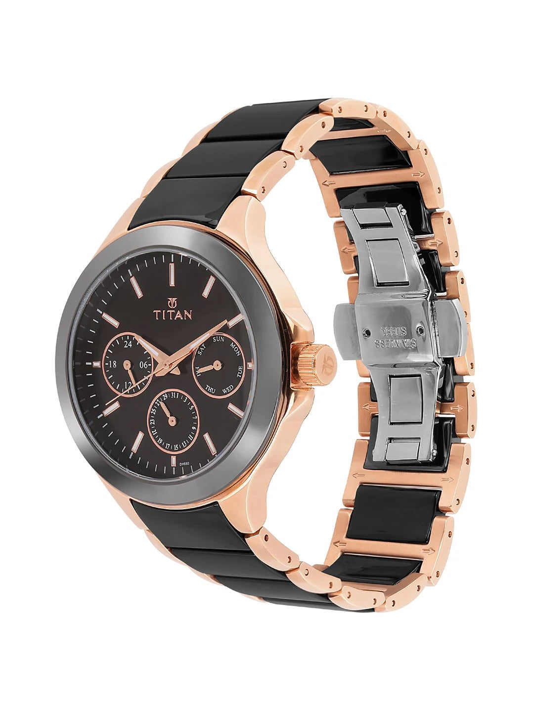 Titan Ceramics Multifunction Analog With Black Dial Watch - NT90089KD02