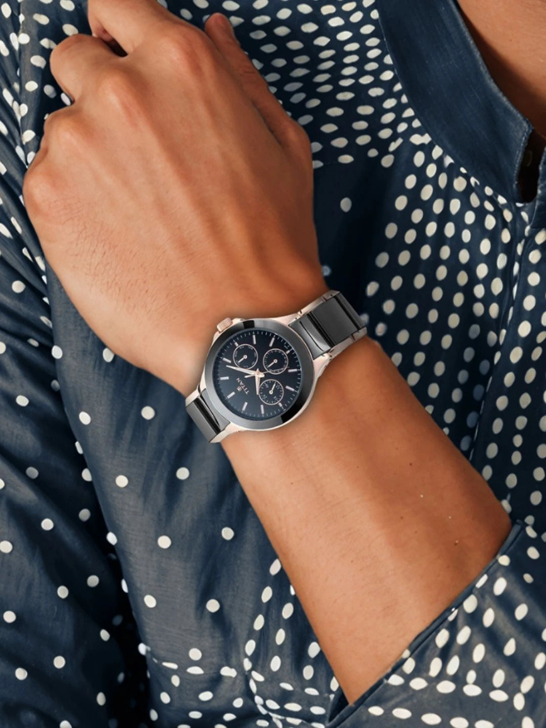 Titan Ceramics Multifunction Analog With Black Dial Watch - NT90089KD02