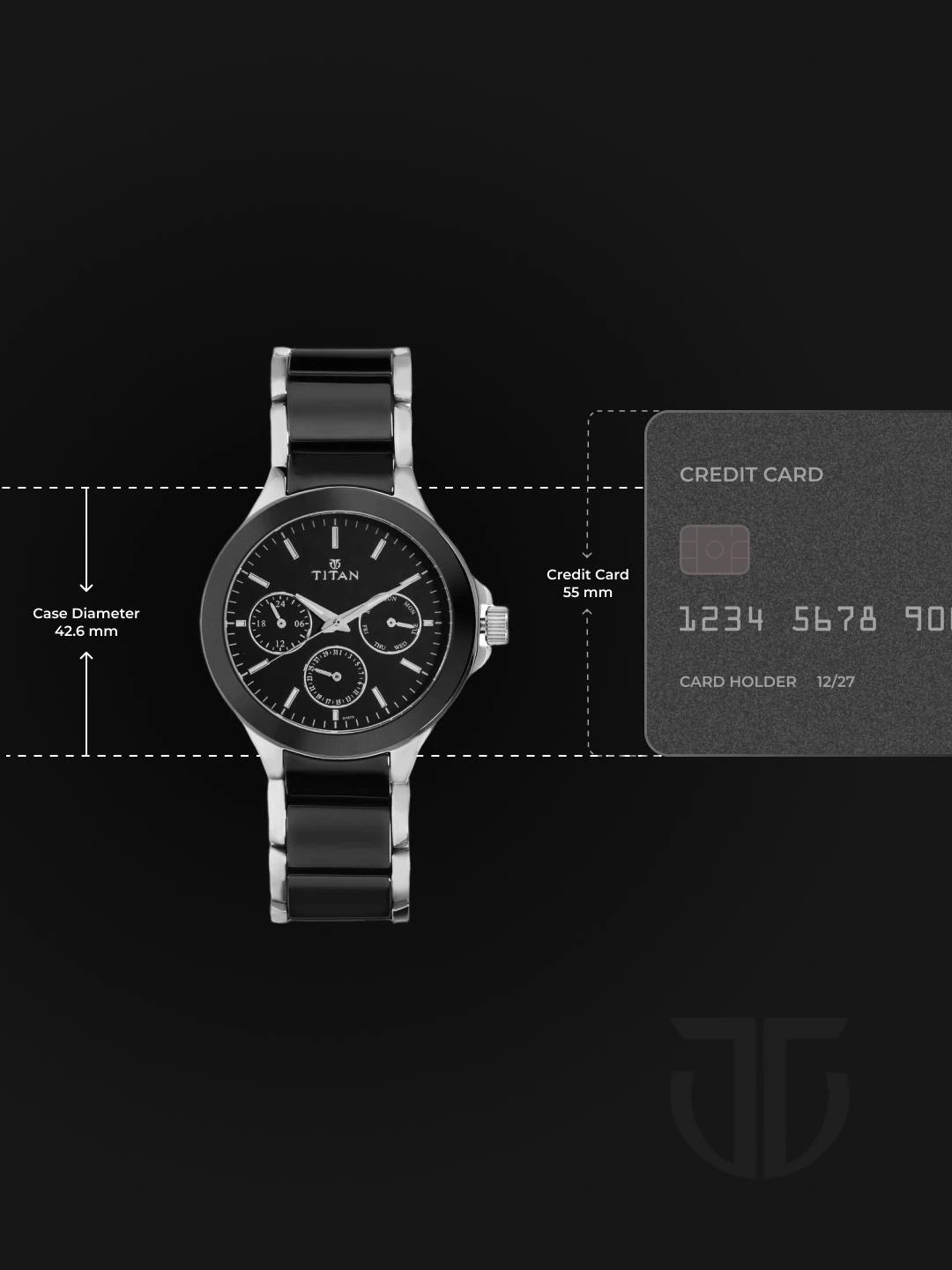 Titan Ceramics Multifunction Analog With Black Dial Watch - NT90089KD02