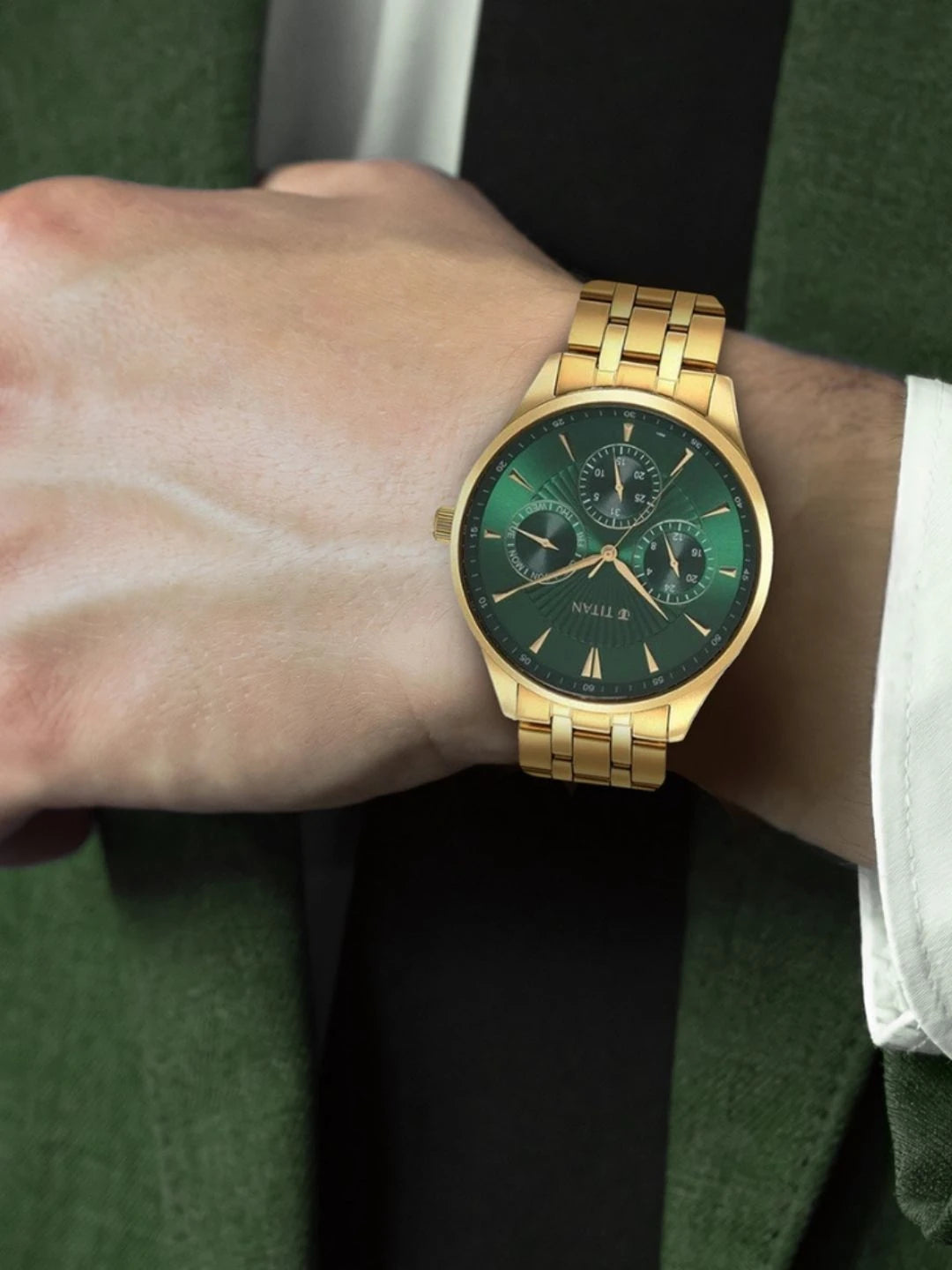 Titan Opulent Lii Multifunction Analog With Green Dial Watch - NT90127YM05