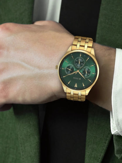 Titan Opulent Lii Multifunction Analog With Green Dial Watch - NT90127YM05