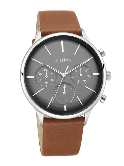 Titan Light Leathers Multifunction Analog With Anthracite Dial Watch - NT90134SL01