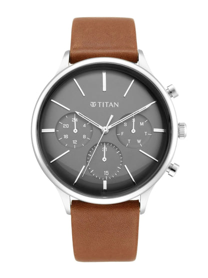 Titan Light Leathers Multifunction Analog With Anthracite Dial Watch - NT90134SL01