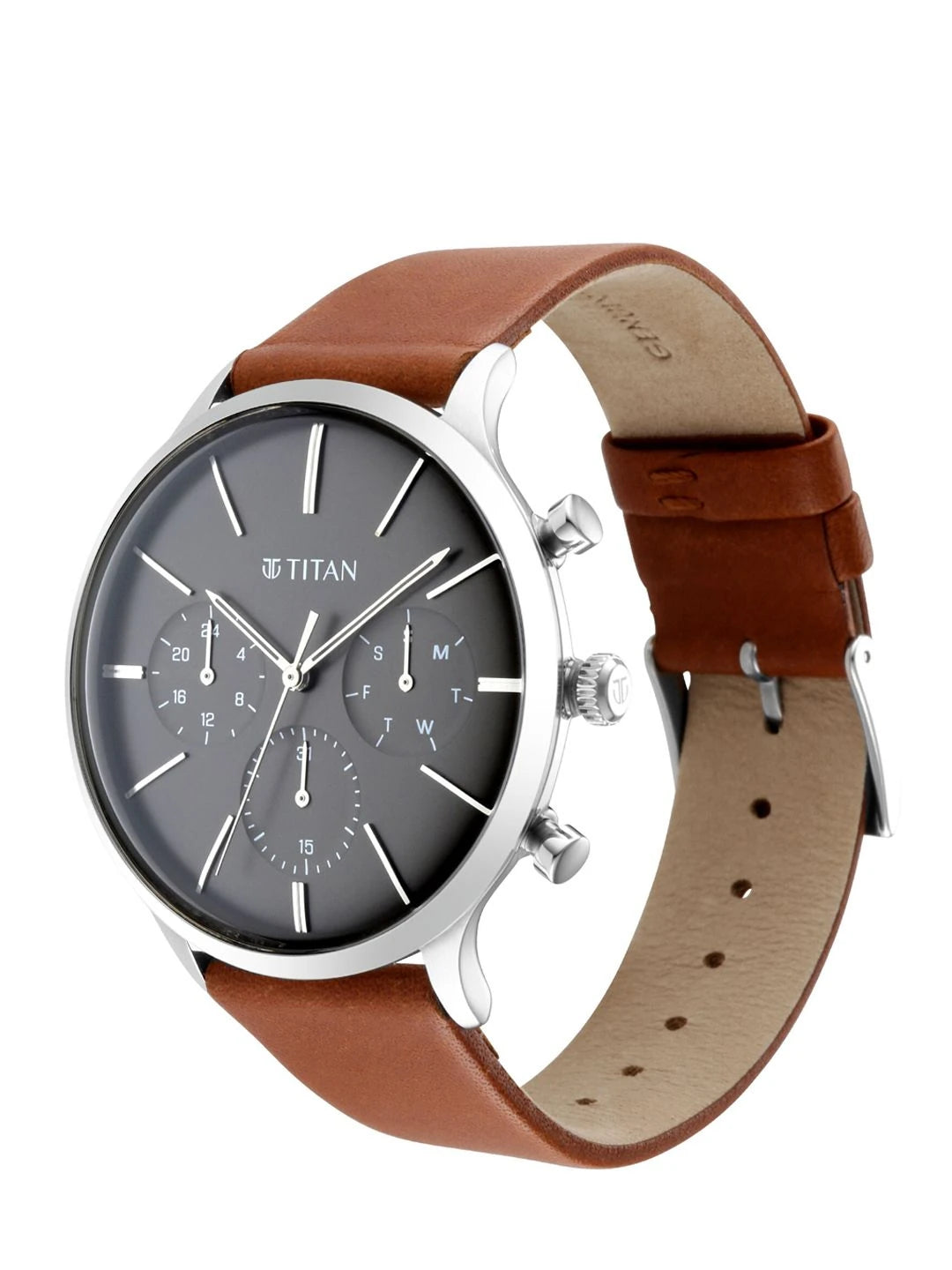 Titan Light Leathers Multifunction Analog With Anthracite Dial Watch - NT90134SL01