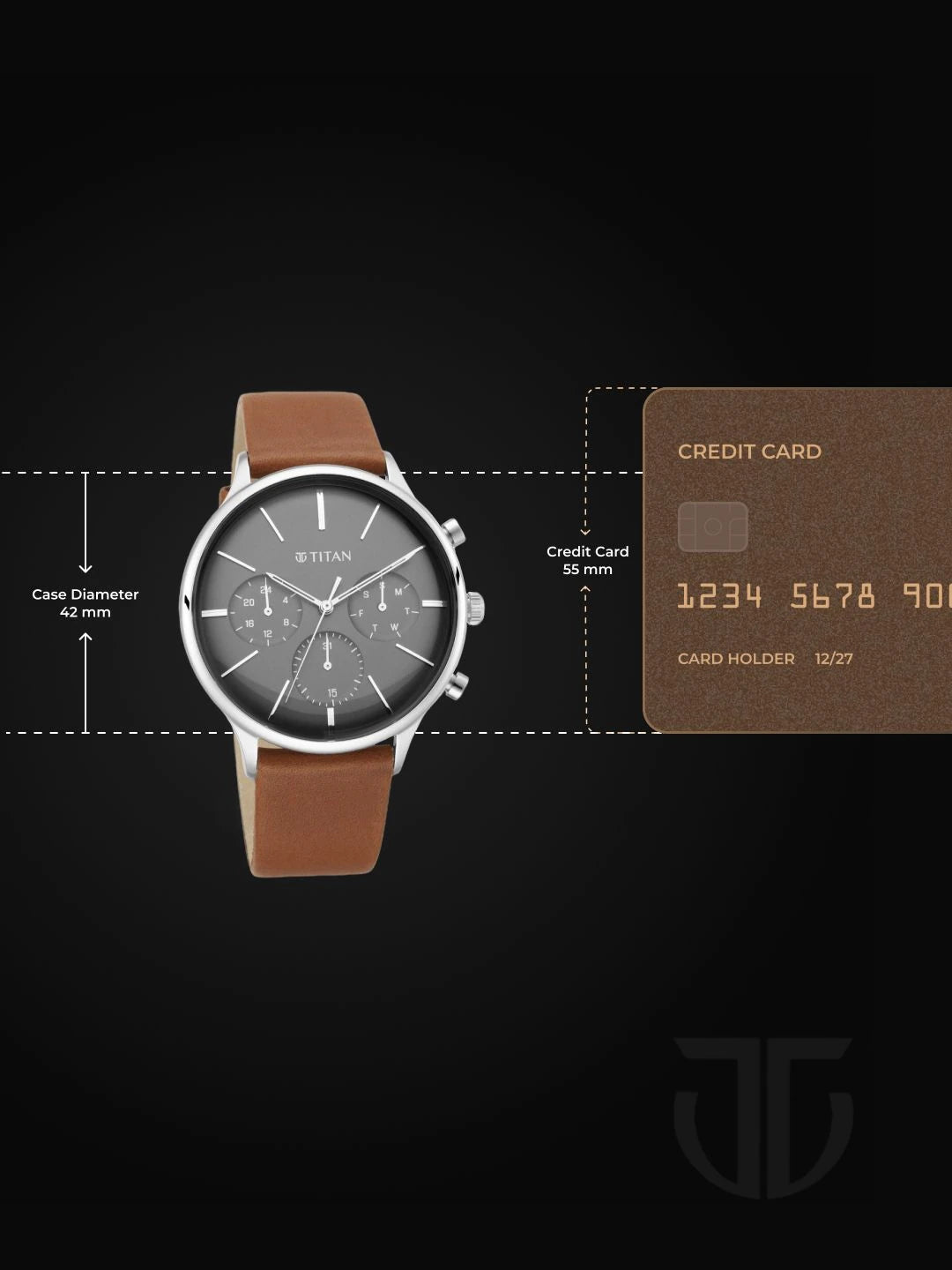 Titan Light Leathers Multifunction Analog With Anthracite Dial Watch - NT90134SL01