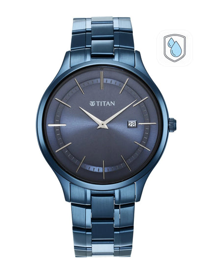 Titan Classique Slimline Quartz Analog With Blue Dial Watch - NT90142QM01