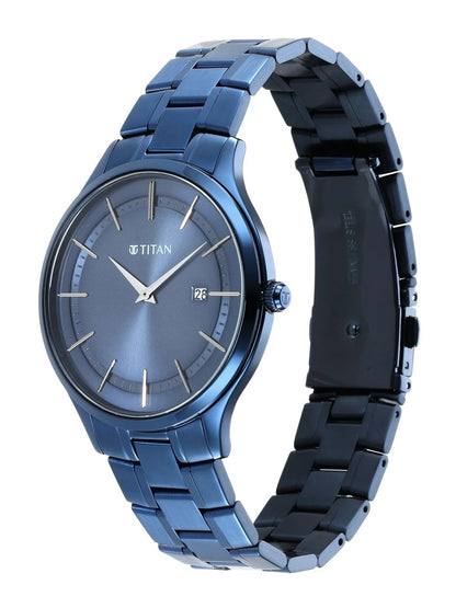 Titan Classique Slimline Quartz Analog With Blue Dial Watch - NT90142QM01