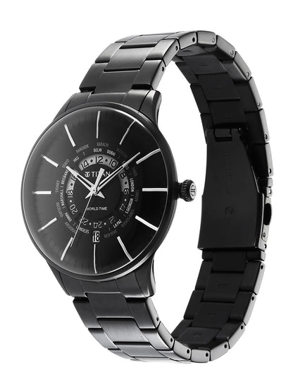 Titan Quartz Analog With Black Dial Watch - NT90145NM01