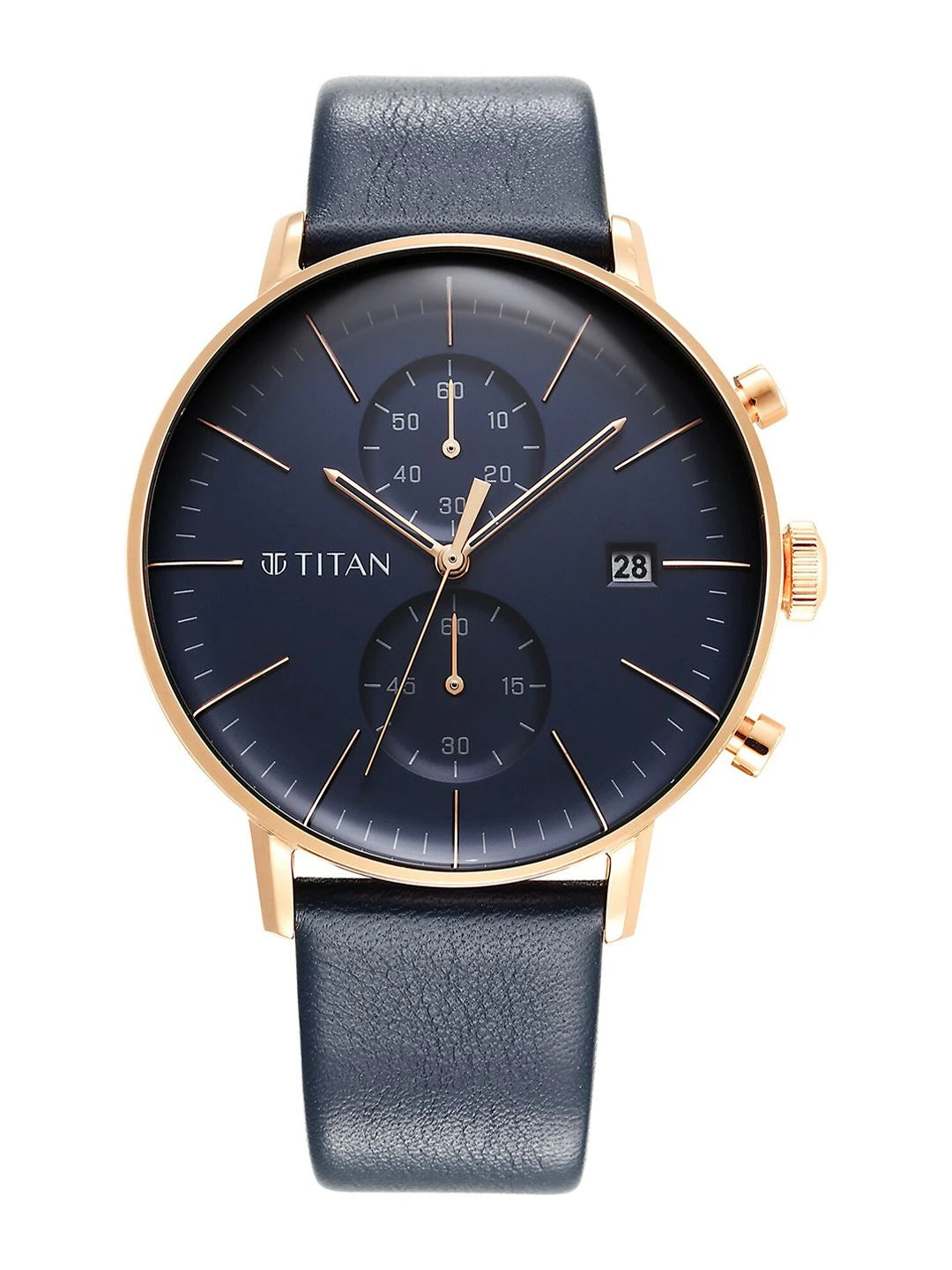 Titan Infinity Display Chronograph Analog With Blue Dial Watch - NT90146WL01