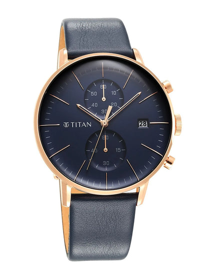 Titan Infinity Display Chronograph Analog With Blue Dial Watch - NT90146WL01