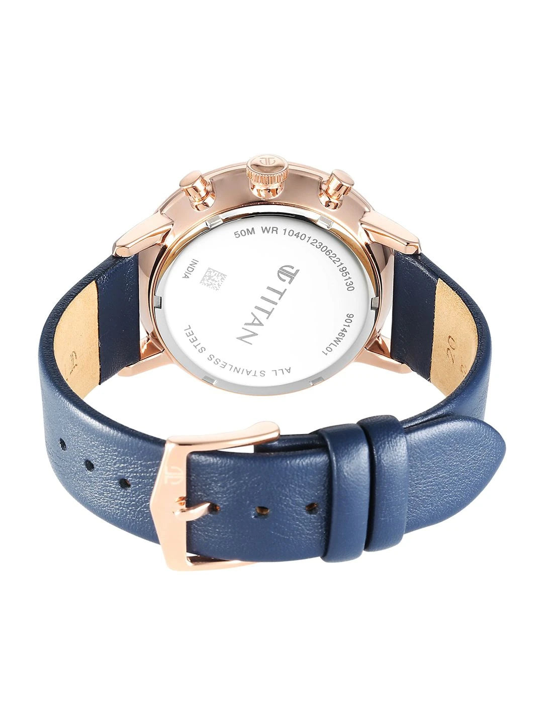 Titan Infinity Display Chronograph Analog With Blue Dial Watch - NT90146WL01