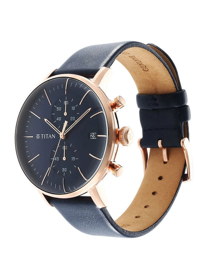 Titan Infinity Display Chronograph Analog With Blue Dial Watch - NT90146WL01