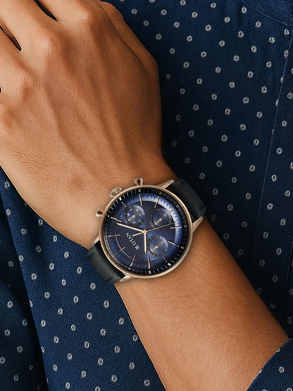 Titan Infinity Display Chronograph Analog With Blue Dial Watch - NT90146WL01