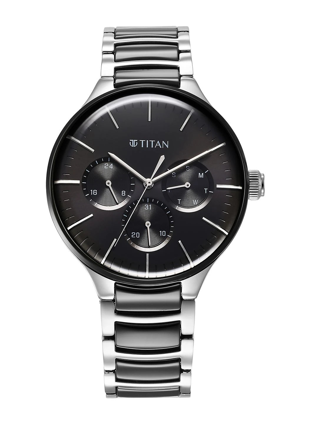 Titan Ceramic Fusion Multifunction Analog With Black Dial Watch - NT90148KD01