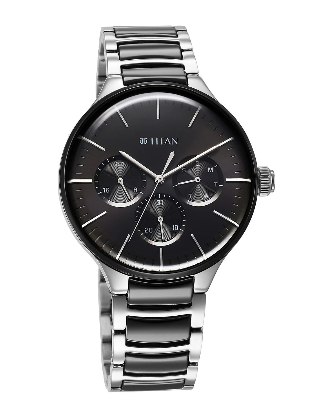 Titan Ceramic Fusion Multifunction Analog With Black Dial Watch - NT90148KD01